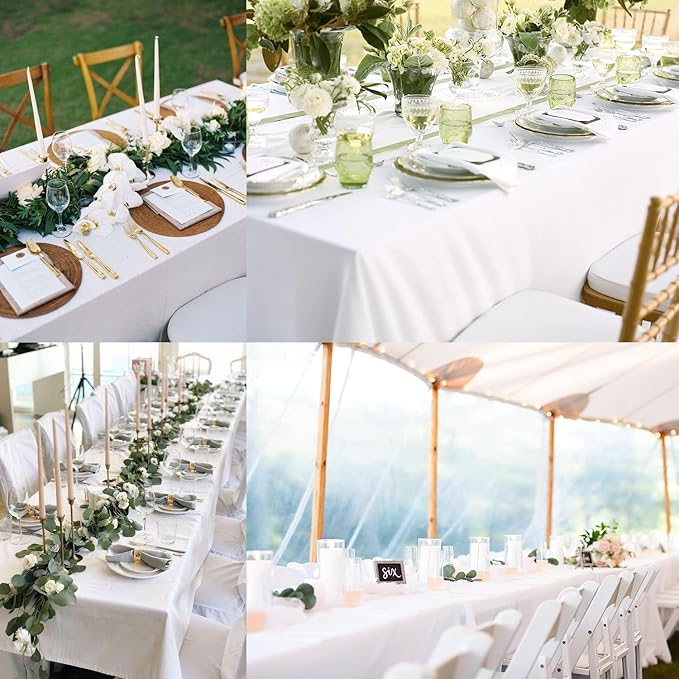 6 Pack White Table Cloth Rectangle Table 60 x 84 Inch Tablecloths - Image 7
