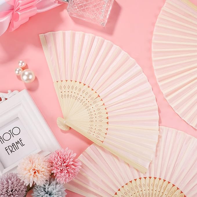 Aneco 18 Pieces Handheld Fans Cloth Hand Fans Bamboo Folding Fans - Image 4
