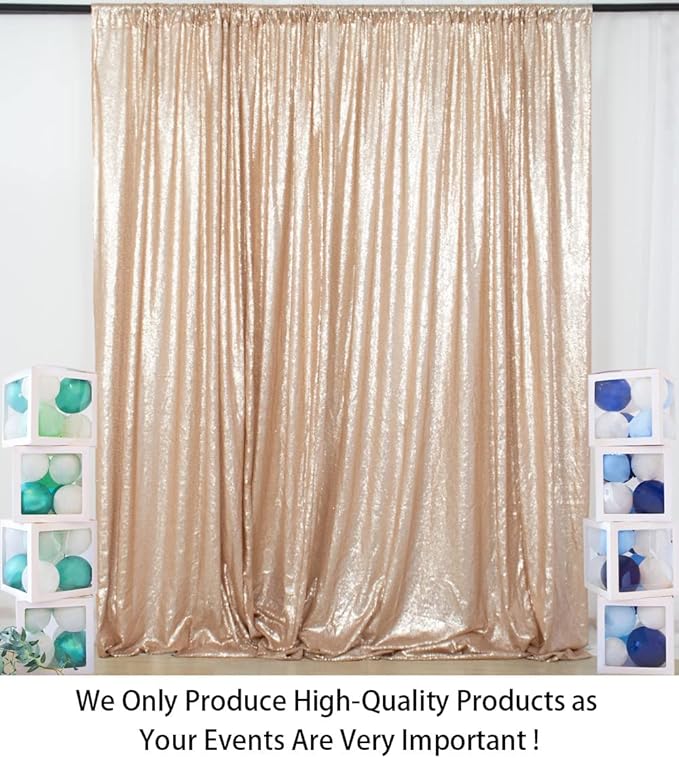 ShinyBeauty PHOTOBOOTH Backdrop Best Choice 4FTx7FT Champagne Sequin Fabric - Image 2