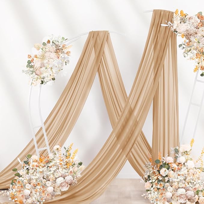 Nude Wedding Arch Draping Fabric 2 Panels 29" x 20 FT Coffee Drapes - Image 7