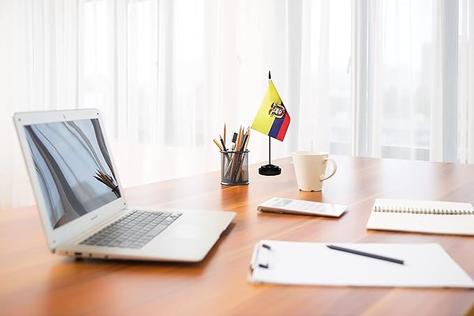 Ecuador Ecuadorian Deluxe Desk Flag Set Small Mini Miniature Ecuador Ecuadorian - Image 4