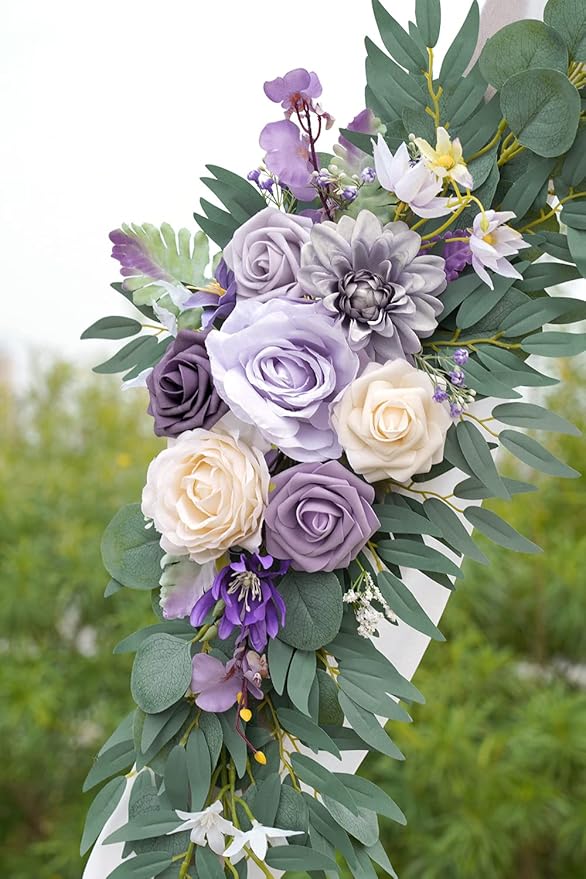 ponatia Wedding Arch Flowers, Artificial Purple Flowers - Image 6