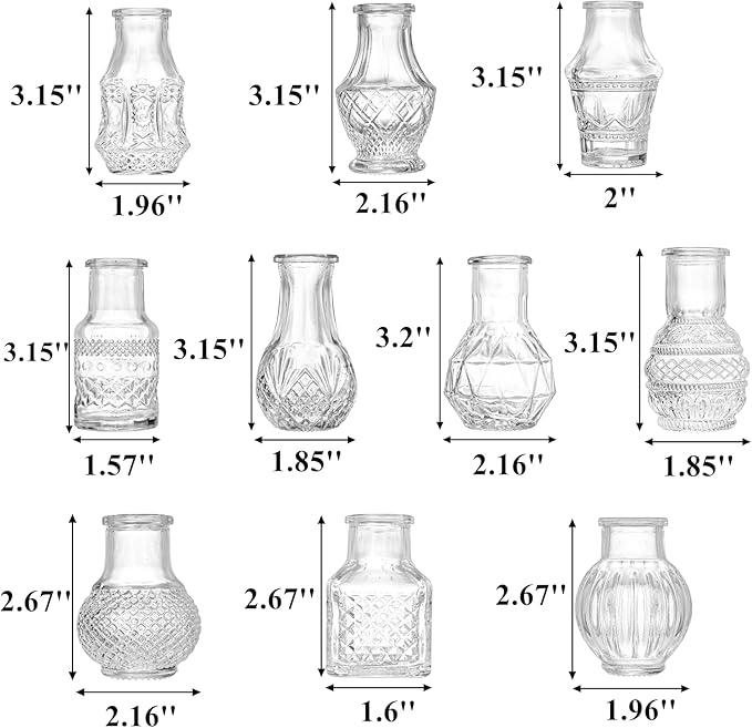 Tebery 20 Pack Glass Bud Vases, Vintage Mini Glass Vase Set Bulk - Image 2
