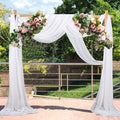 White Wedding Arch Draping Fabric 20Ft Long Chiffon Fabric Drapes 2 Panels by CHHEART