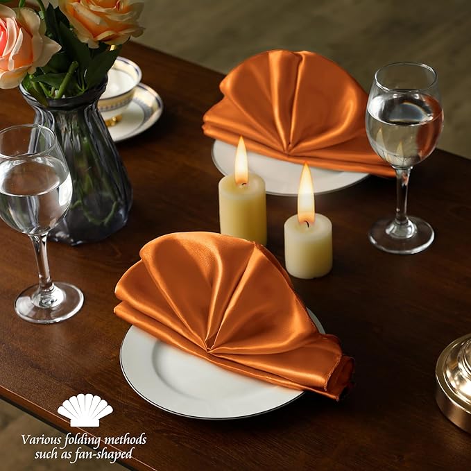 Manyshofu 60 Pieces Terracotta Satin Napkins - Image 6