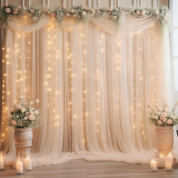 20×10ft Champagne Tulle Backdrop Curtain - Image 5