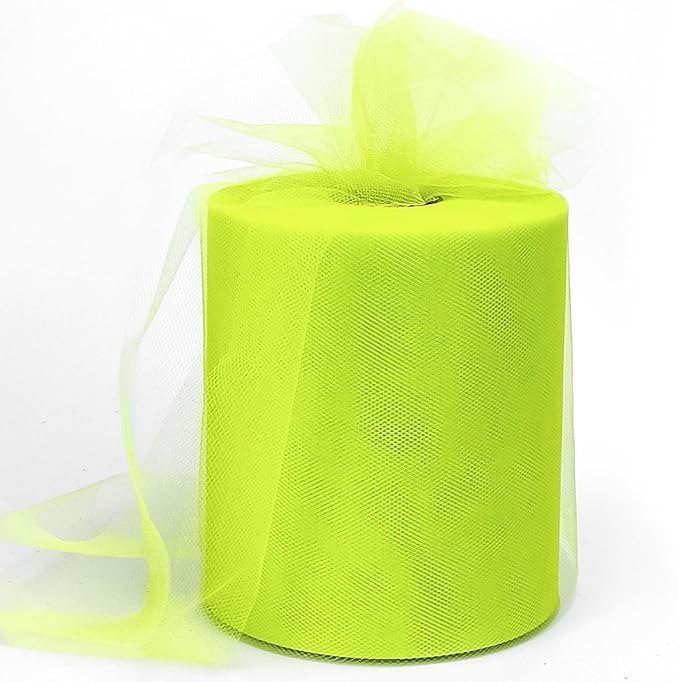 6" x 200 Yards Lime Green Tulle Fabric Rolls by GCVOPTON