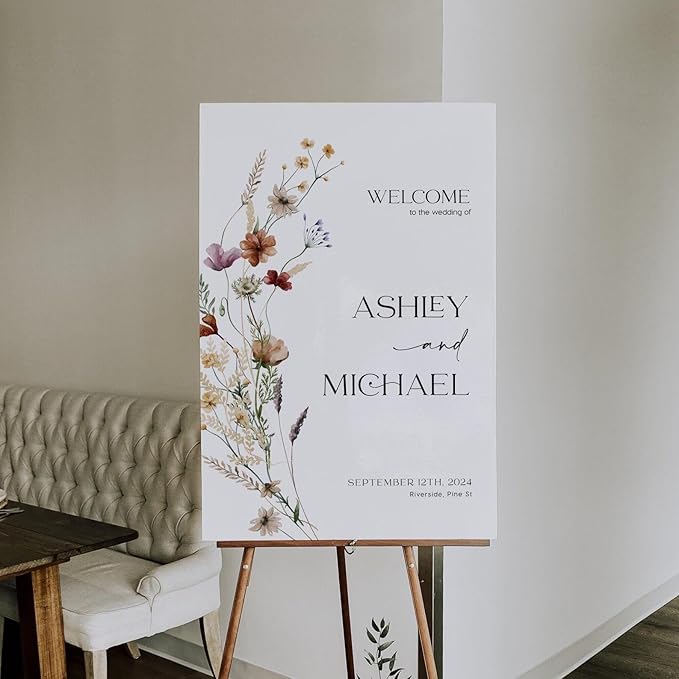 Welcome Wedding Sign Personalized, Wildflower Wedding Sign Decorations Signage - Image 2