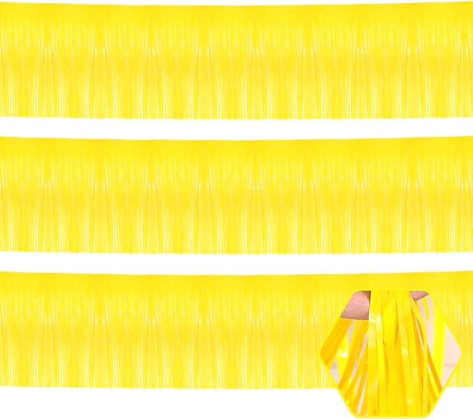3 Pack 10 Long Yellow Metallic Foil Fringe Garland Wall Hanging Tassle Banner by Ferwzsr