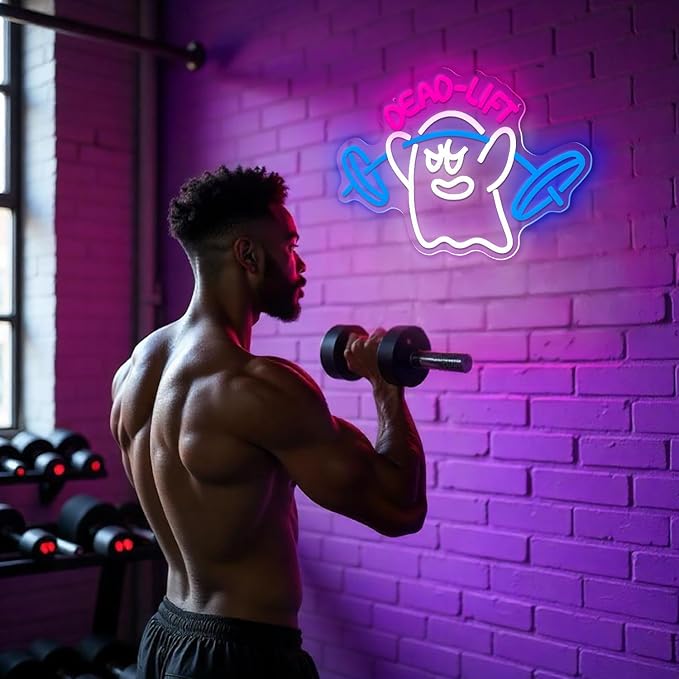 Dumbbell Neon Sign, Neon Signs for Wall Decor, Gym Neon Sign, Ghost Dead Lift - Image 5