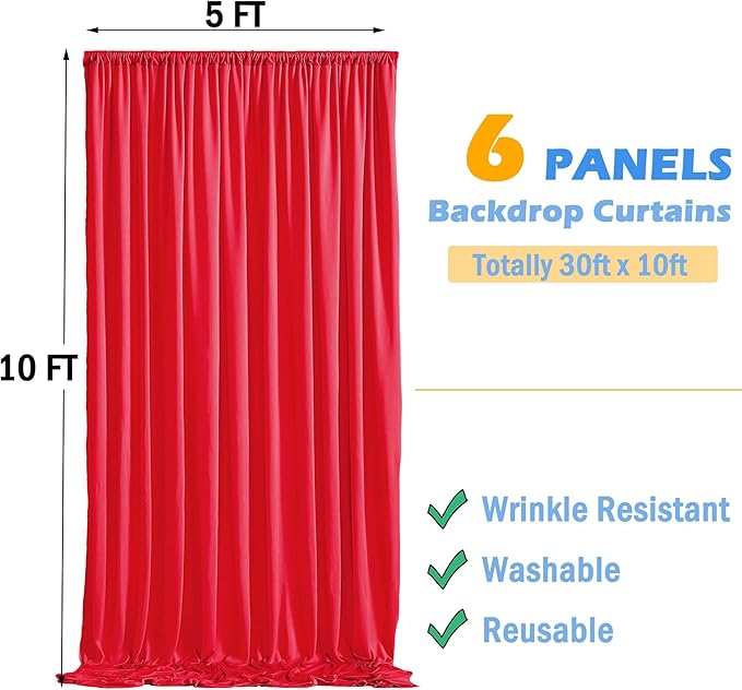 30ftx10ft Red Backdrop Curtains - Image 5