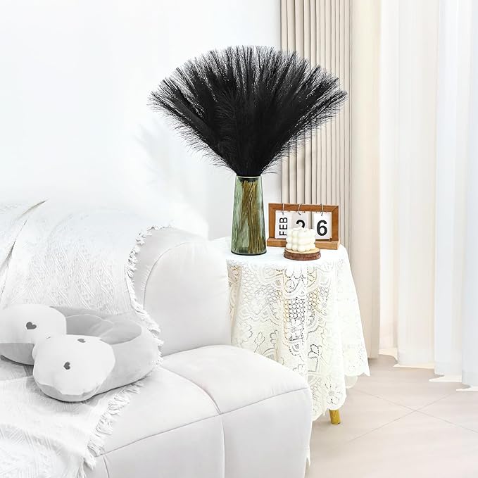 Black Pampas Grass Decor 30 Pcs 21.7 Inch Faux Pampas Grass Bulk Artificial - Image 2