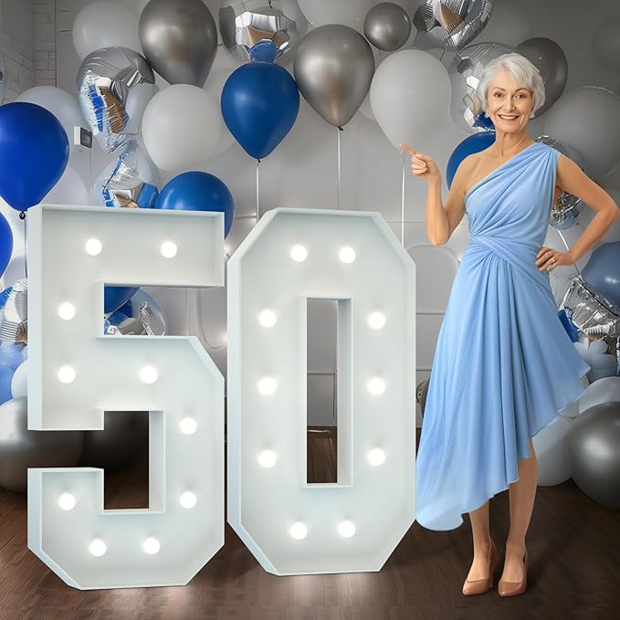 Marquee Numbers 4 Feet Tall Big Light Up Numbers 50th Birthday Decorations by Letsmakeitimpressive