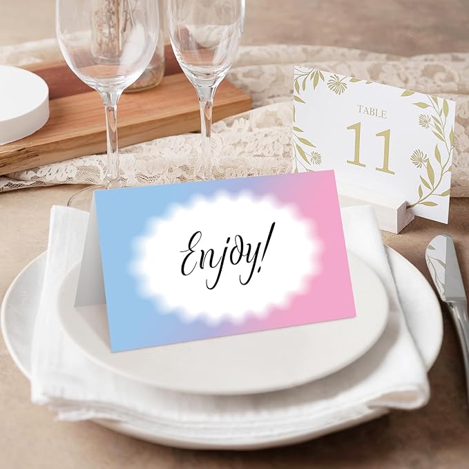 25 Color Gradient Place Cards for Table Seating, Tent Cards for Birthday Bridal - Image 4