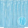 5 Pack Blue Foil Curtain Backdrop 3.2ft x 8.2ft Tinsel Foil Fringe Curtains by Ohiyoo
