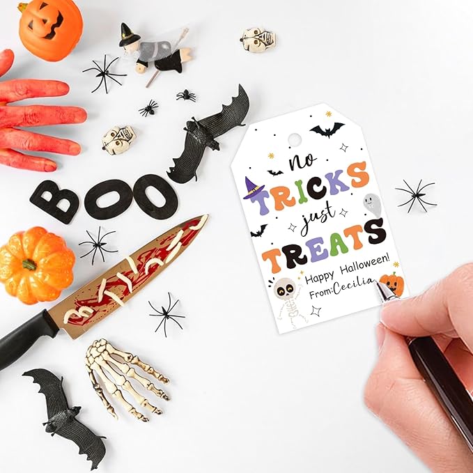 Aukolass 50pcs Trick Or Treat Favor Tags, Happy Halloween Day Gift Tags and - Image 4