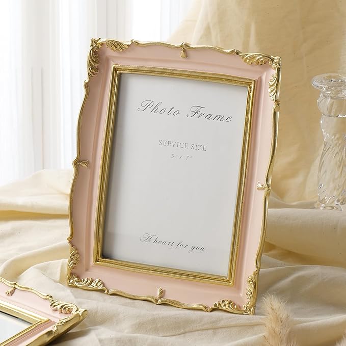 Cuspin Vintage Pink 5x7 Picture Frame, Ornate Textured Hand-Crafted Resin Frame - Image 7