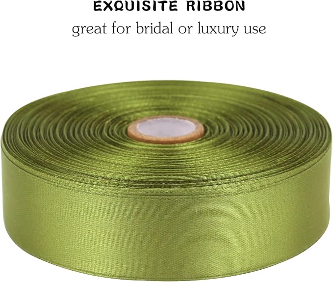 Light Green Solid Satin Ribbon 1 Inch 50 Yards Solid Polyester Fabric Ribbon - Image 4