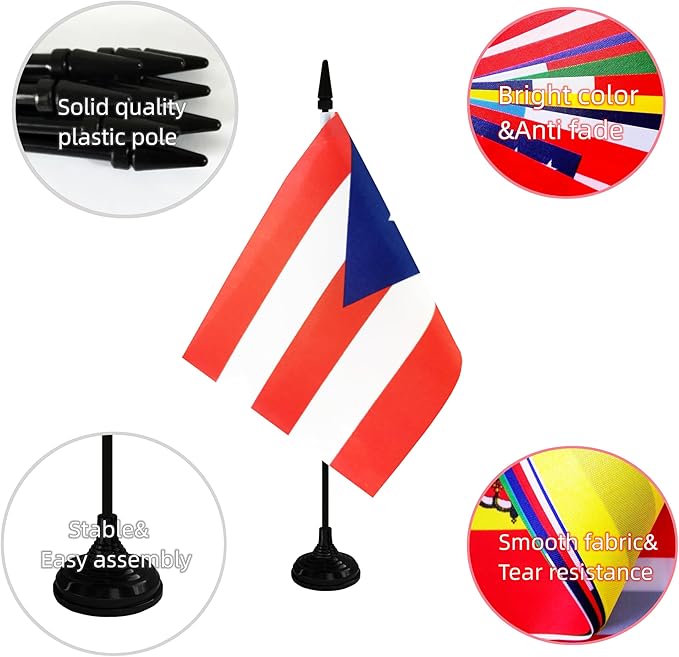 Puerto Rico Desk Flag, 12 Pack Puerto Rican Table Office Flag - Image 3