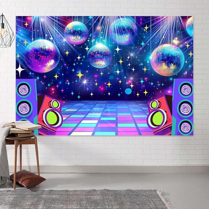 Disco Backdrop 7 x 5 ft Retro Glow Party 70s 80s 90s Theme Stage Dance - Image 4