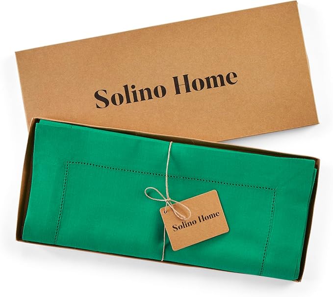 Solino Home Linen Emerald Green Hemstitch Table Runner 60 Inches - Image 6