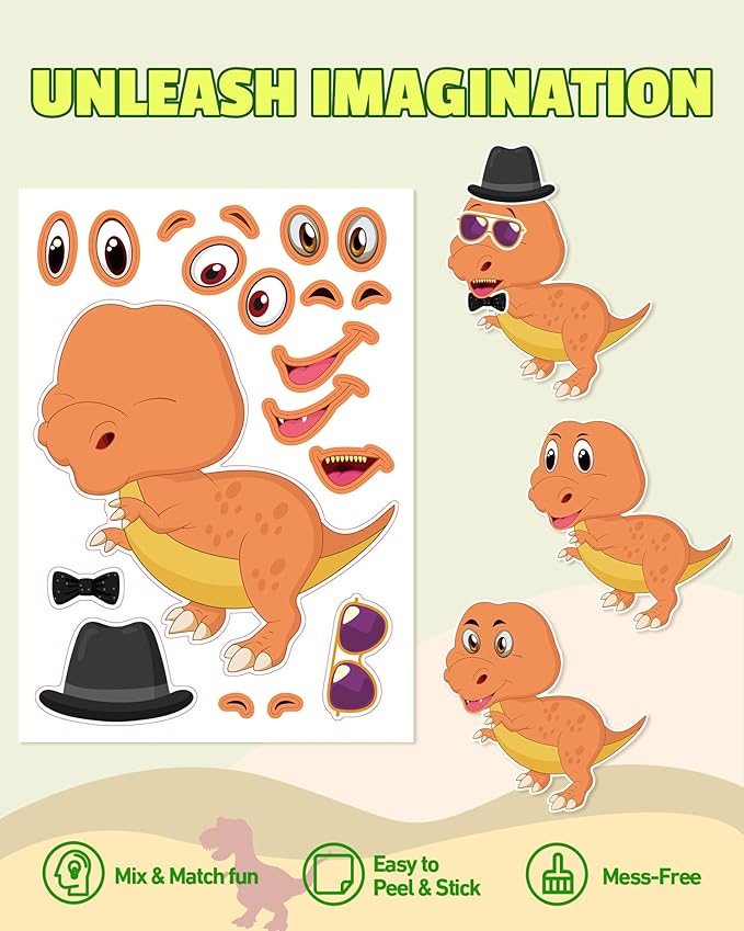 Aowplc 30 Sheets Make A Dinosaur Stickers - Image 5