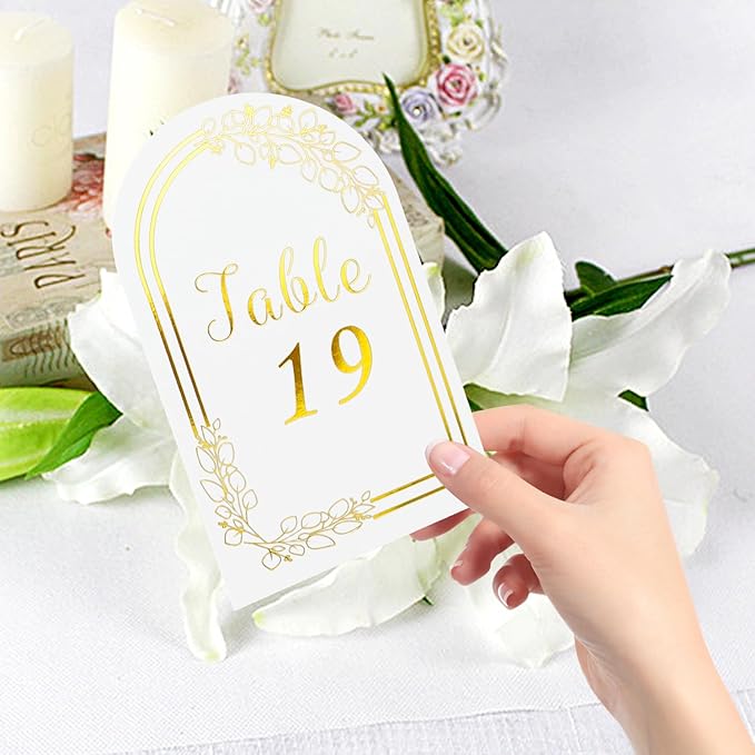 Wedding Table Numbers 1-30, 30 White Gold TableNumber Cards - Image 7