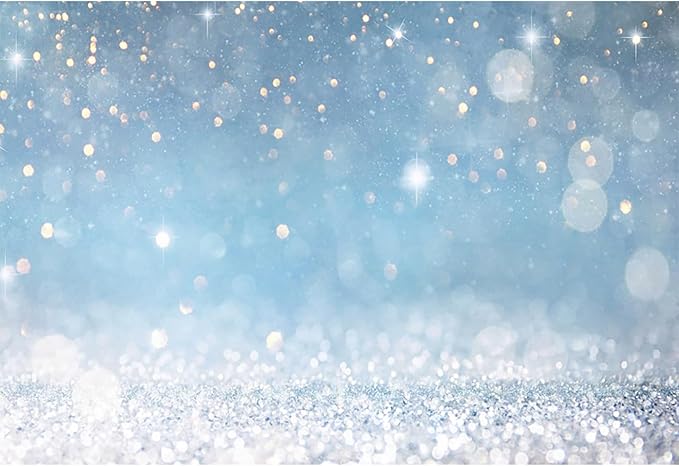 8x6ft Blue Bokeh Backdrops Birthday Party Abstract Golden Sparkling Spots by dnldliq