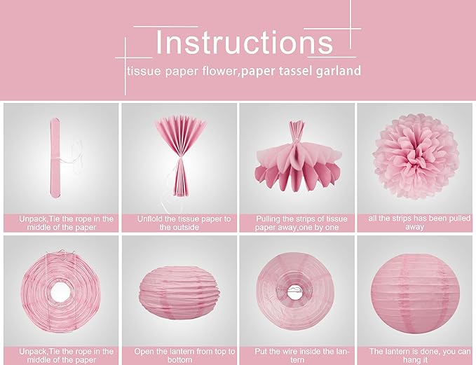 Rose-Gold Pink White Party Decorations - Image 3