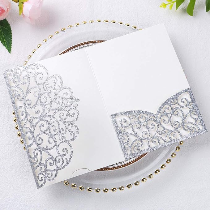 PONATIA 5.12 x 7.2 Laser Cut Invitation Pocket, 20 Tri-Fold 5 x 7 Laser Cut - Image 4
