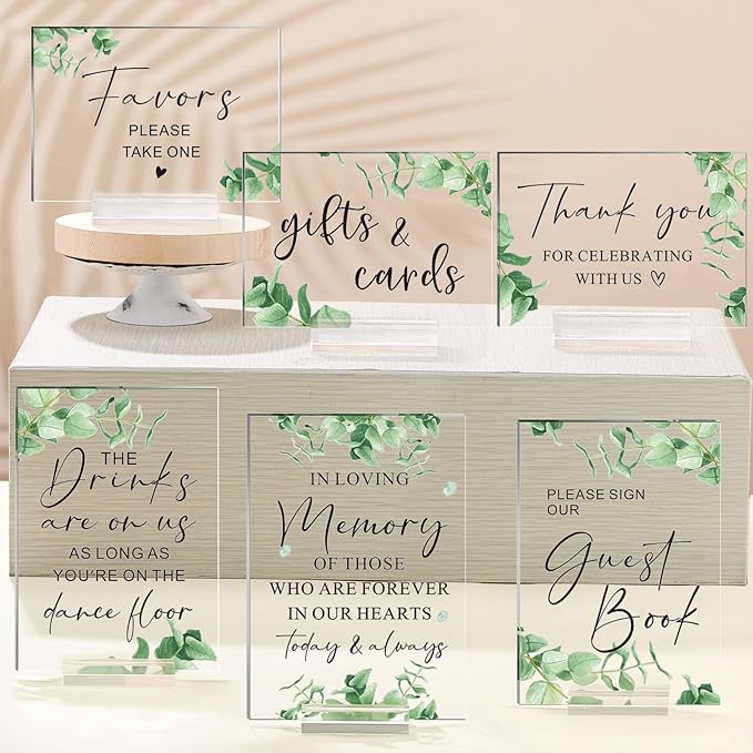 Weysat 6 Pcs Clear Acrylic Wedding Signs by Weysat
