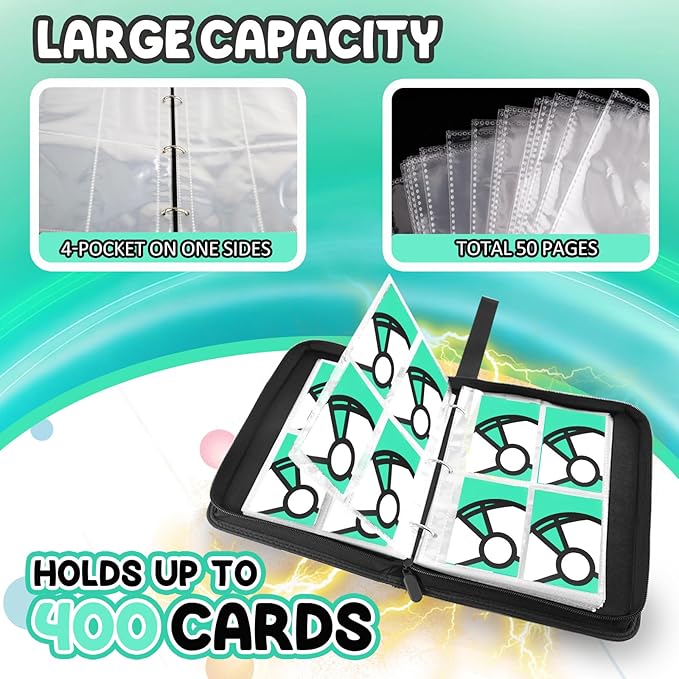 Trading Card Binder 4-Pockets, 400 Pockets Card Holder - Image 5