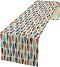 Mid Century Table Runner, Modern Style Retro Pattern Droplet Shapes Mosaic by Unknown