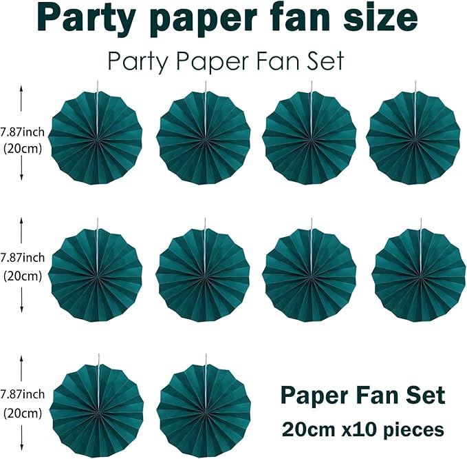 Green Birthday Decorations, DIY Green Paper Fans Hanging Decoration, Party - Image 2