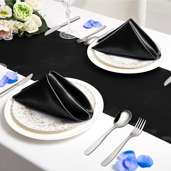 Horbaunal 30 Pack Black Satin Napkins 20 x 20 Inch, Square Soft Table Dinner - Image 4