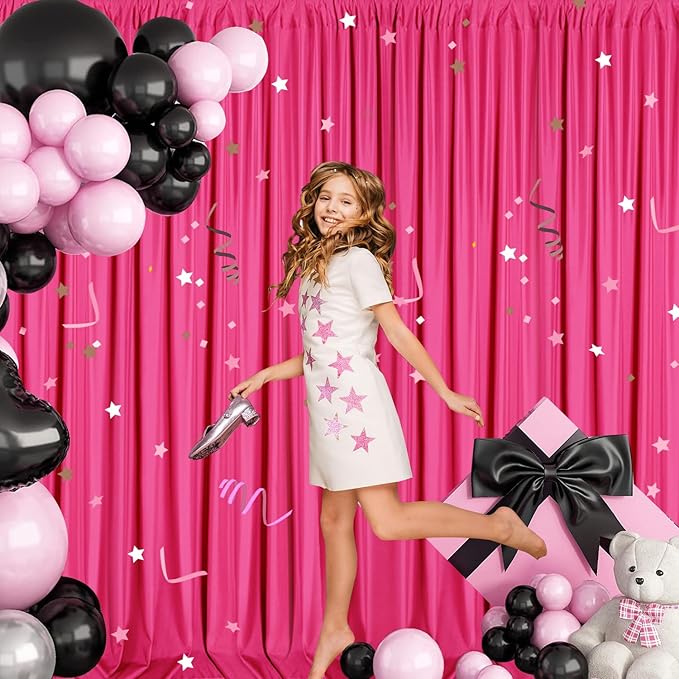 Sugargirl 10x10FT Fuschia Backdrop Curtains Polyester Photo Backdrop Drapes - Image 8