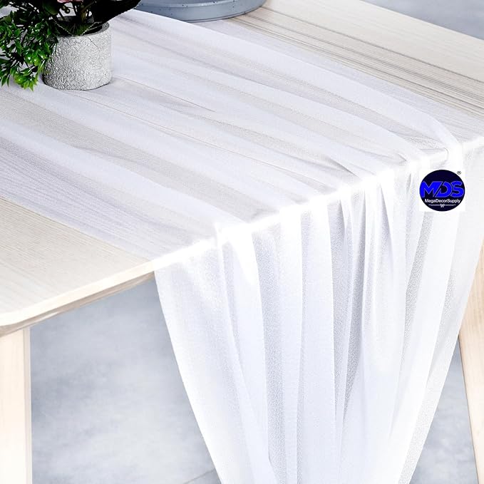 MDS 25 Pack 10ft Chiffon Table Runner 29 x 120 Inches Sheer Wedding Runner - Image 3