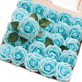 Floroom Artificial Flowers 50pcs Real Looking Aqua Blue Foam Fake Roses by Floroom
