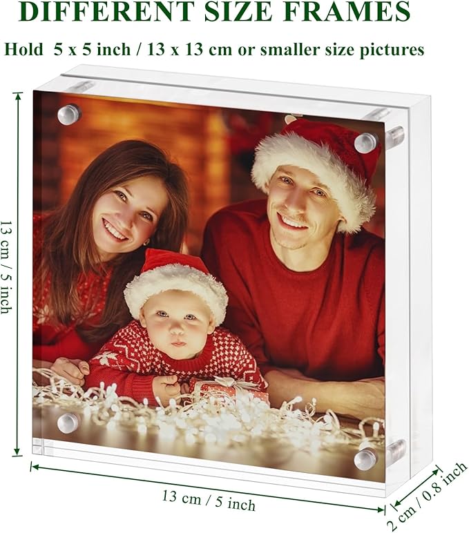 Boxalls 5x5 Acrylic Picture Frame, Double Sided Transparent Desktop Frame - Image 3