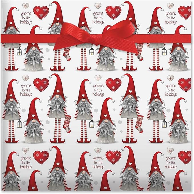 Current Gnome for the Holidays Double-Sided Rolled Christmas Wrapping Paper - Image 3