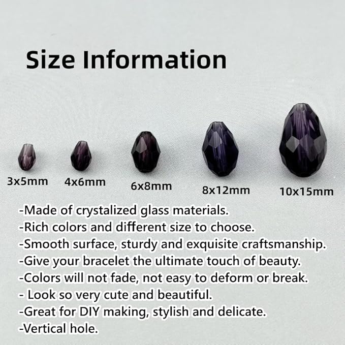 50pcs 10x15mm Teardrop Crystal Glass Beads - Image 2