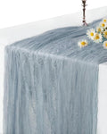 Dusty Blue Cheesecloth Table Runner 120 Inch, Summer Boho Gauze 10 FT, Rustic by YAYOYAPhotography