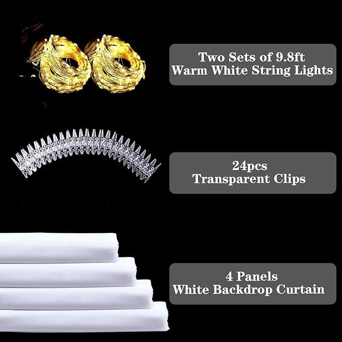Sheer Backdrop Curtain with Lights String - Image 7