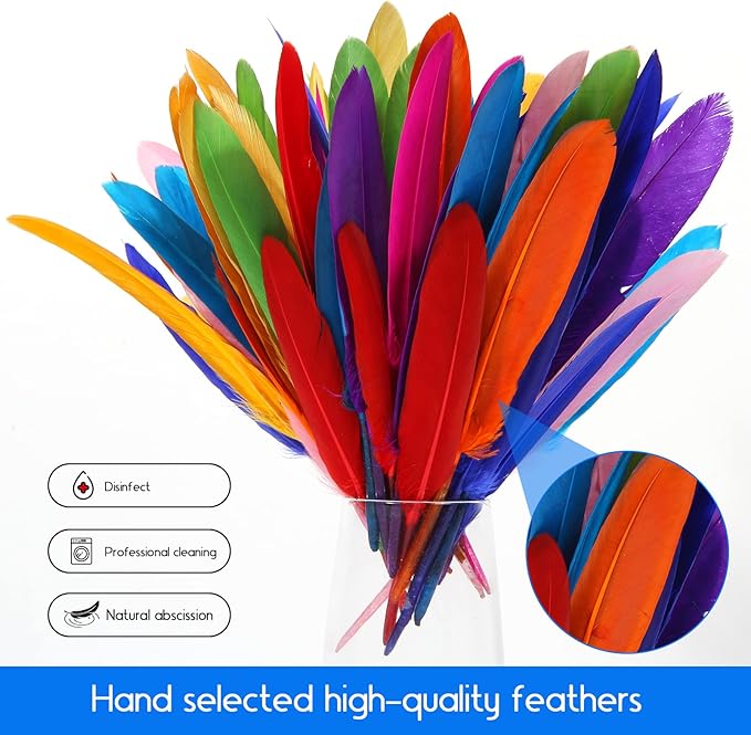 FeelfunFeather 120pcs Mix Colur Goose Cochettes Feather 4-6 inch 10-15cm Bulk - Image 6
