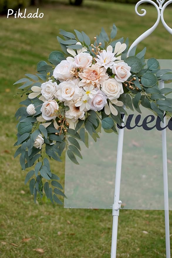 Faux Flower Swag Set of 2 for Wedding Welcome Signs Floral Swag Wedding - Image 3