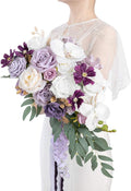Ling's Moment Purple Bridal Bouquet Cascading, Lilac Wedding Bouquets by LingsMoment