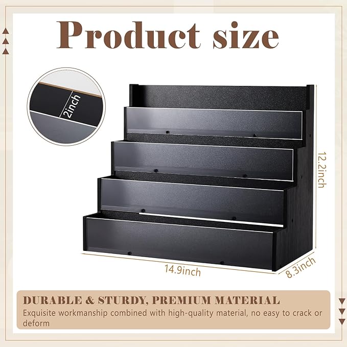4 Tier Greeting Card Display Stand Black Bamboo and Acrylic Sticker Display - Image 2
