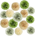Sage Green Tissue Paper Pom Pom Flowers Decorations 15 PCS Olive Green Paper by SUNBEAUTY