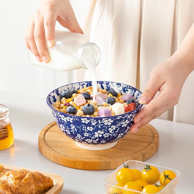 vancasso SELENE 24 oz Cereal Bowls set of 6, Ceramic Soup Bowls - Image 5