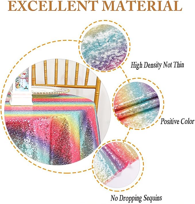 ShinyBeauty Sparkling Sequined Tablecloth 54x54 Inch - Image 3